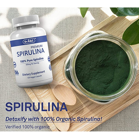 Premium Spirulina 600mg, 120 Veggie Capsules