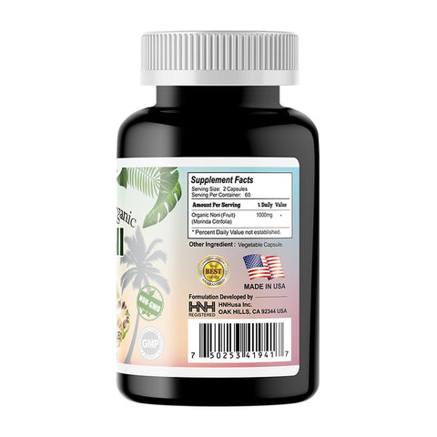 Premium Organic Noni 1000mg, 120 Veggie Capsules